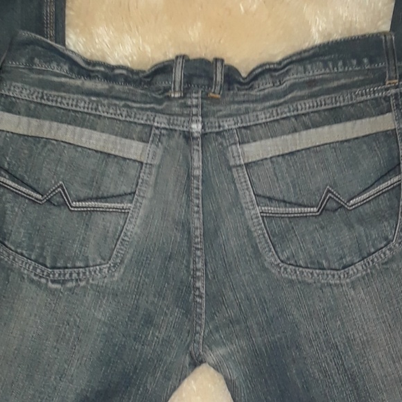 Black Men's Straight Leg Dark Wash Jeans - Picture 4 of 8